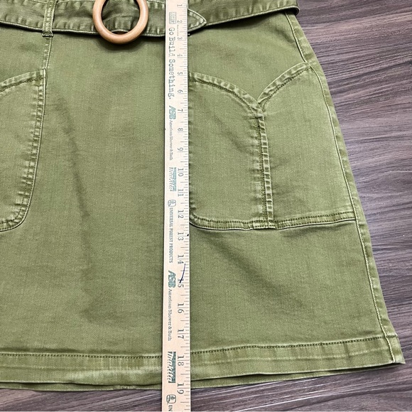 Anthropologie Pilcro Charlie Belted Mini Skirt in Army Green Size 14 - Picture 9 of 10